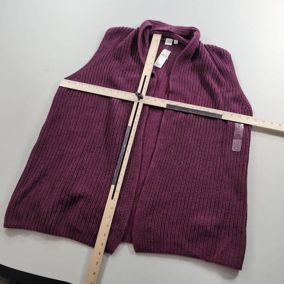 Gap Open Front Knit Sweater Womens XL Plum Red Cotton - Picture 7 of 9